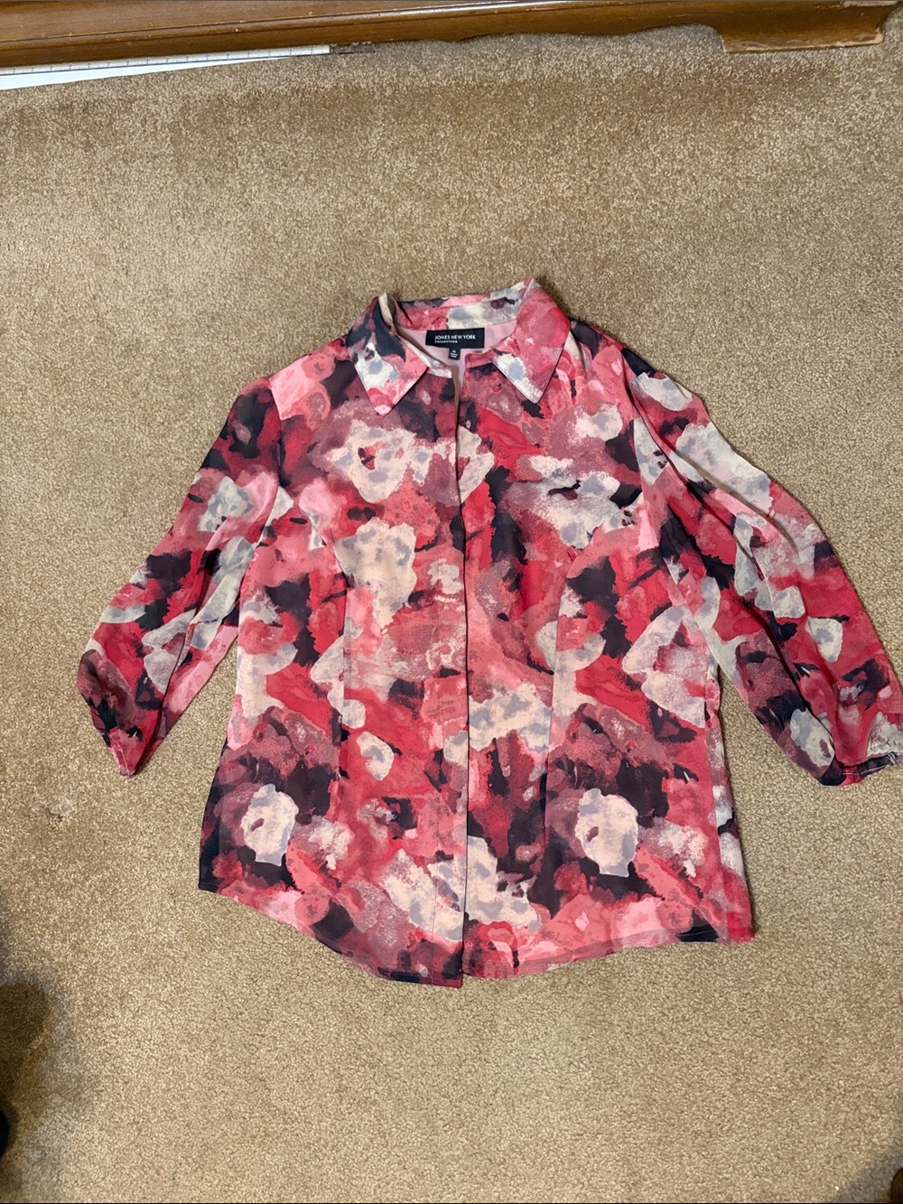 Jones New York Pink Floral Print Button-Down Blouse
